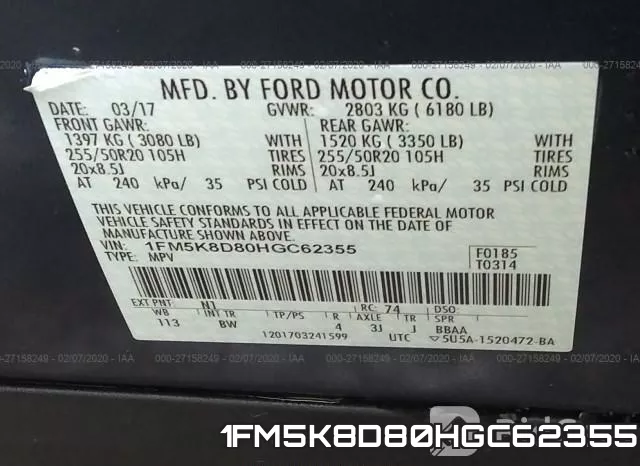 1FM5K8D80HGC62355 фото 10