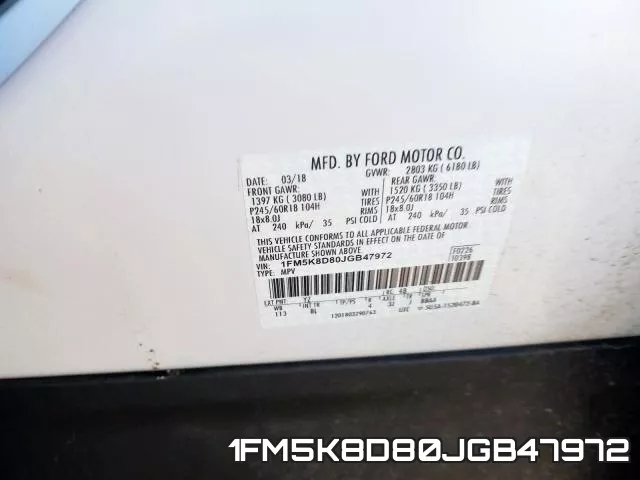 1FM5K8D80JGB47972 фото 2