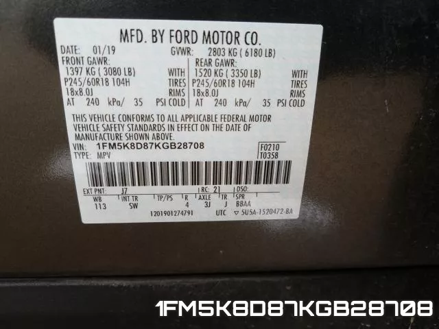 1FM5K8D87KGB28708 фото 2