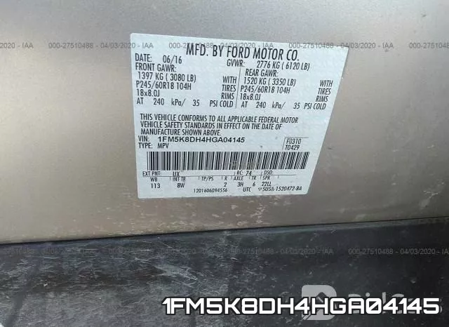 1FM5K8DH4HGA04145 фото 10