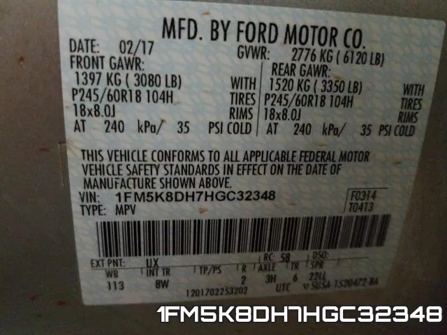 1FM5K8DH7HGC32348 фото 2