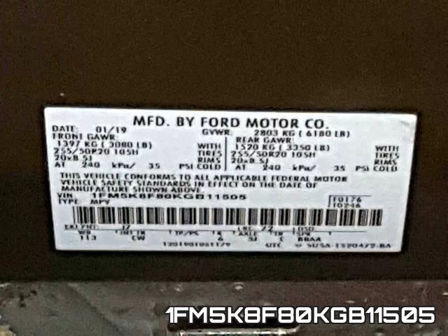 1FM5K8F80KGB11505 фото 2