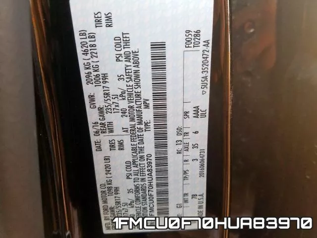 1FMCU0F70HUA83970 фото 2