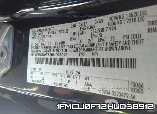 1FMCU0F72HUD38912 фото 10