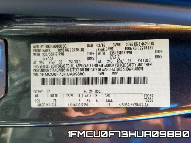 1FMCU0F73HUA09880 фото 2