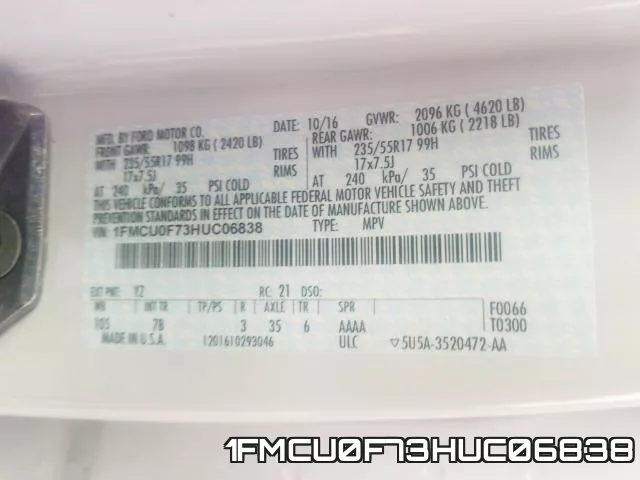1FMCU0F73HUC06838 фото 2
