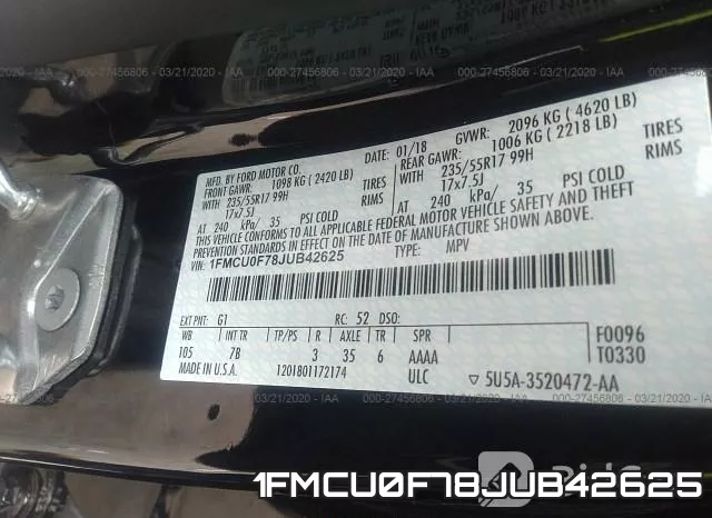 1FMCU0F78JUB42625 фото 10