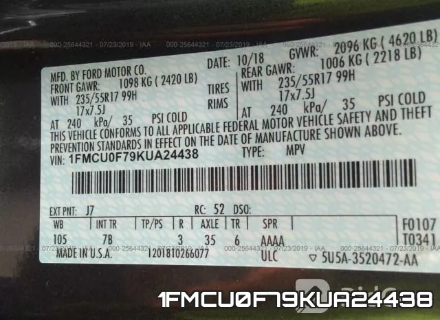 1FMCU0F79KUA24438 фото 10