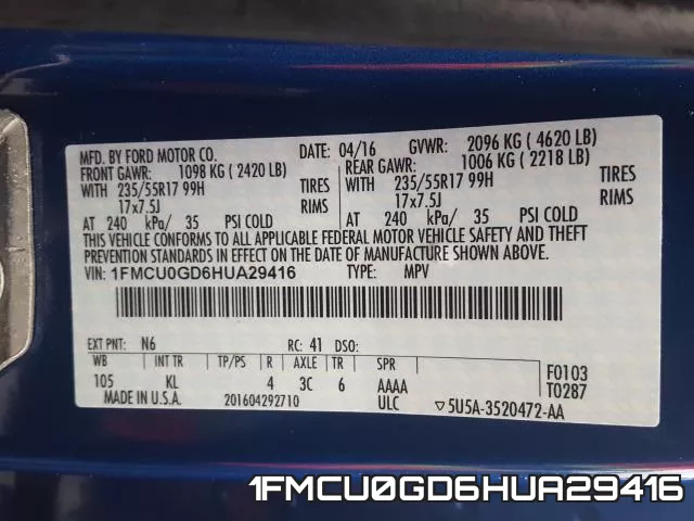 1FMCU0GD6HUA29416 фото 2