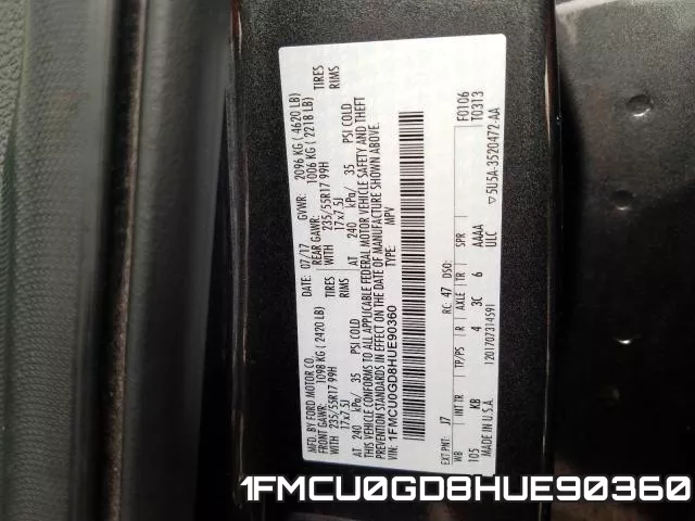 1FMCU0GD8HUE90360 фото 2