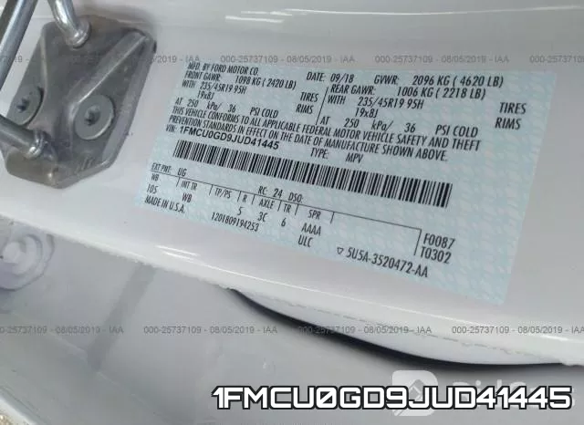 1FMCU0GD9JUD41445 фото 10