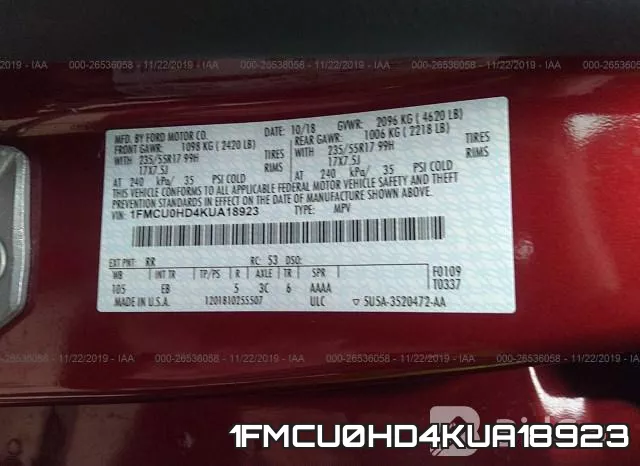 1FMCU0HD4KUA18923 фото 10