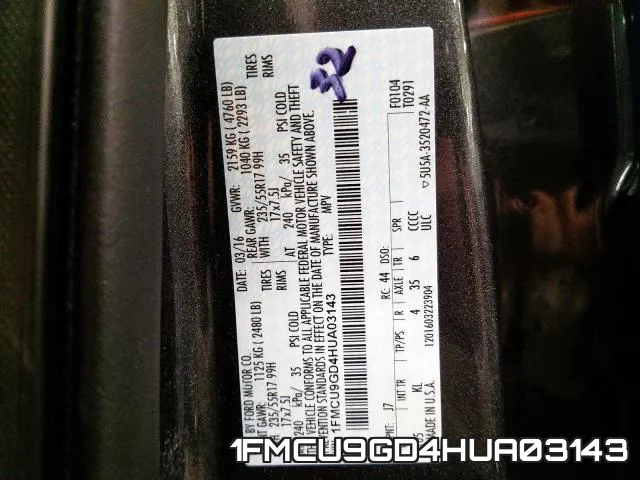 1FMCU9GD4HUA03143 фото 2
