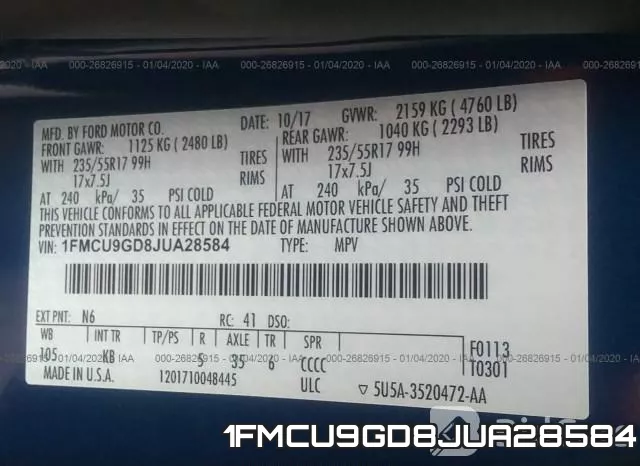 1FMCU9GD8JUA28584 фото 10
