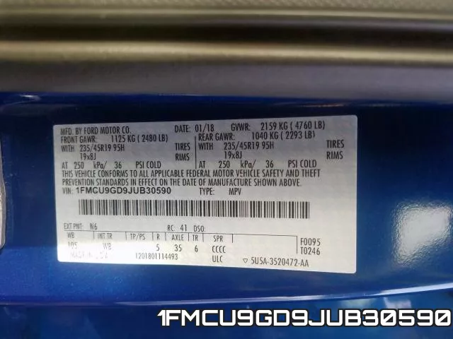 1FMCU9GD9JUB30590 фото 2