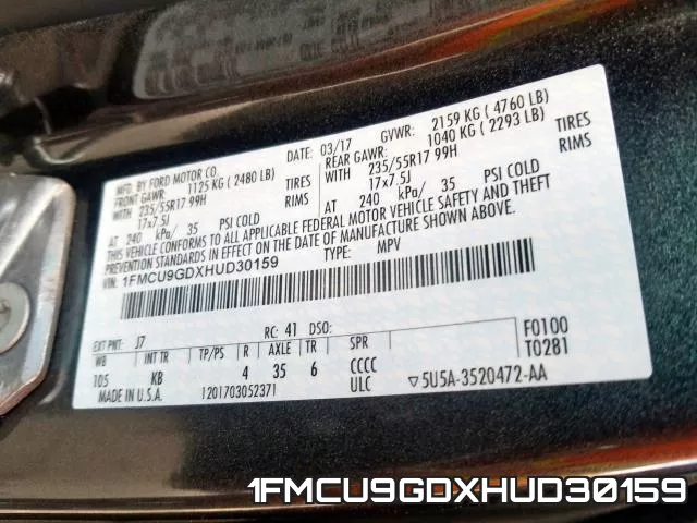 1FMCU9GDXHUD30159 фото 2