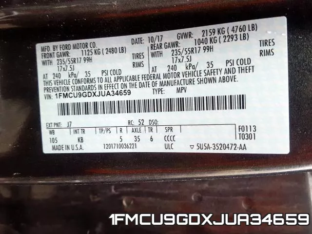 1FMCU9GDXJUA34659 фото 2