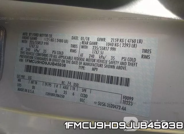 1FMCU9HD9JUB45038 фото 10
