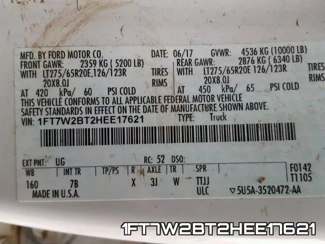 1FT7W2BT2HEE17621 фото 2