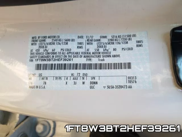 1FT8W3BT2HEF39261 фото 2