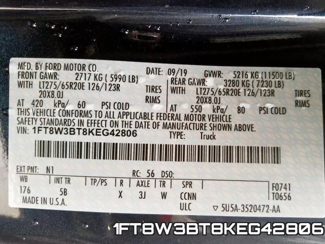 1FT8W3BT8KEG42806 фото 2