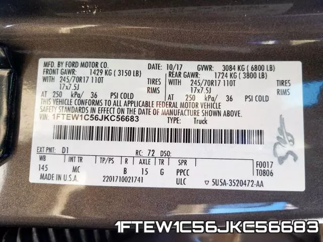 1FTEW1C56JKC56683 фото 2