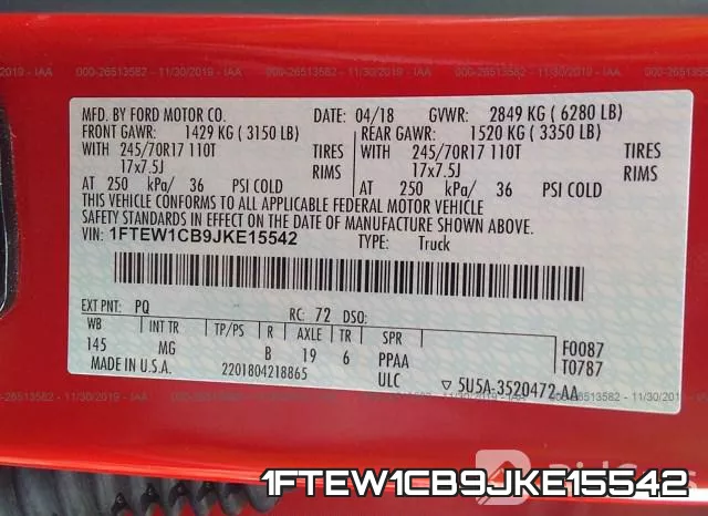 1FTEW1CB9JKE15542 фото 10