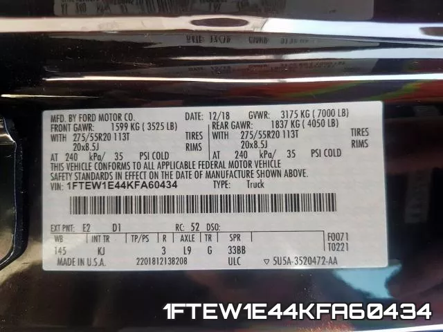 1FTEW1E44KFA60434 фото 2