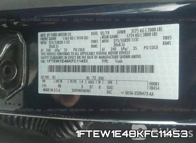1FTEW1E48KFC11453 фото 10