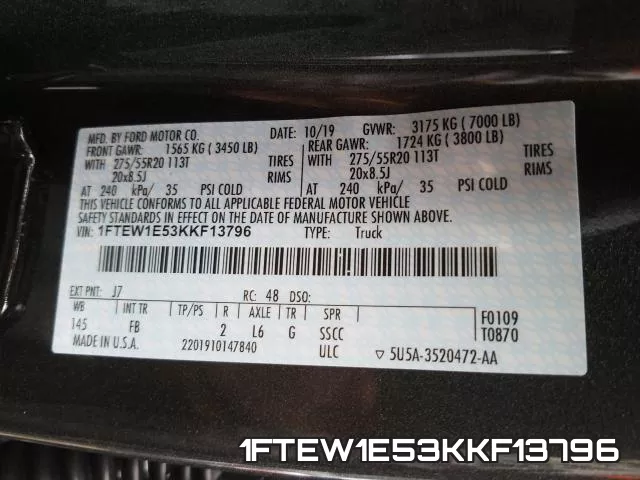 1FTEW1E53KKF13796 фото 2