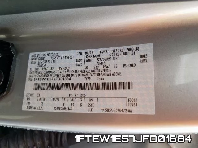 1FTEW1E57JFD01684 фото 2
