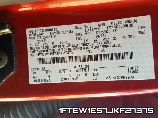 1FTEW1E57JKF27375 фото 2