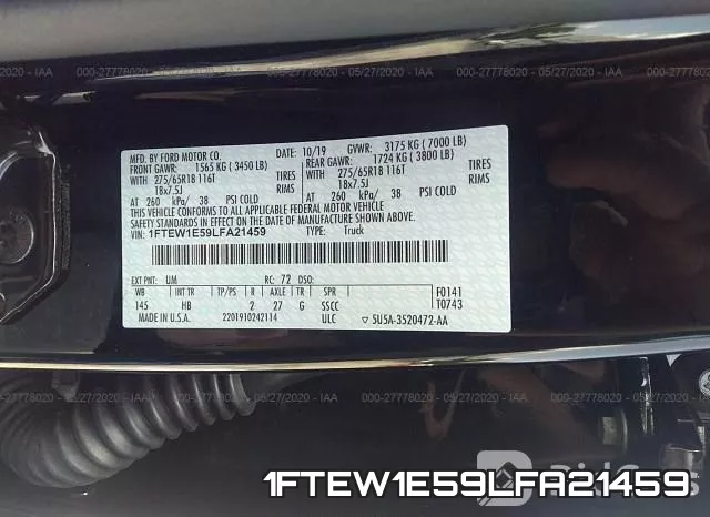 1FTEW1E59LFA21459 фото 10