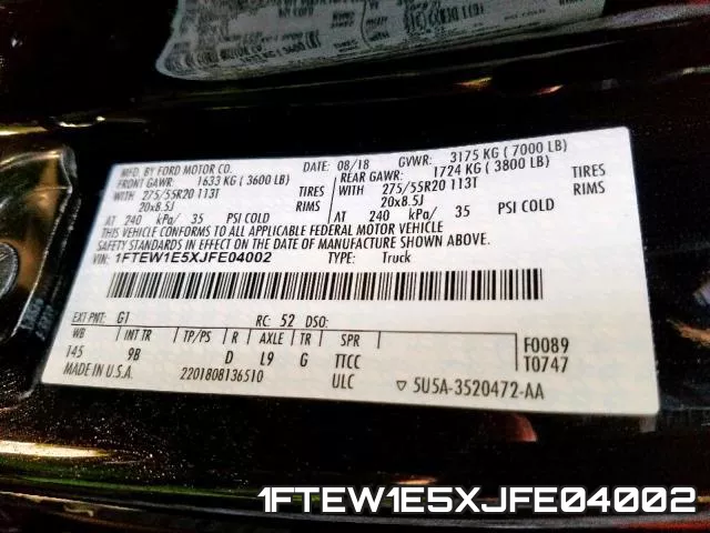 1FTEW1E5XJFE04002 фото 2