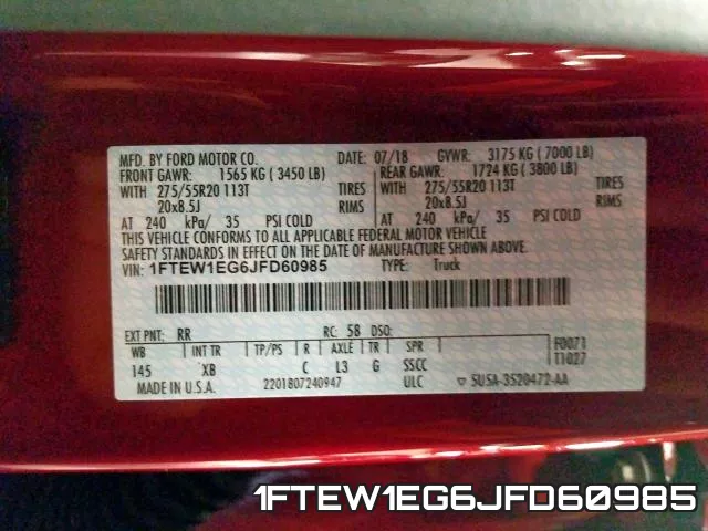 1FTEW1EG6JFD60985 фото 2