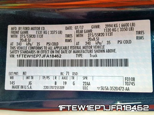 1FTEW1EP7JFA18462 фото 2