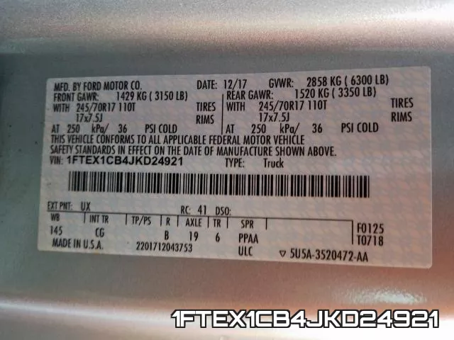 1FTEX1CB4JKD24921 фото 2