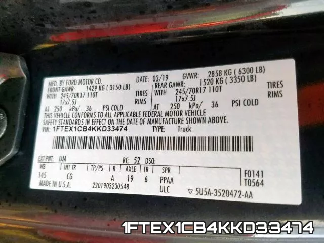 1FTEX1CB4KKD33474 фото 2