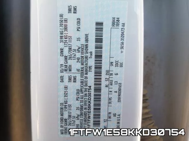 1FTFW1E58KKD30754 фото 2