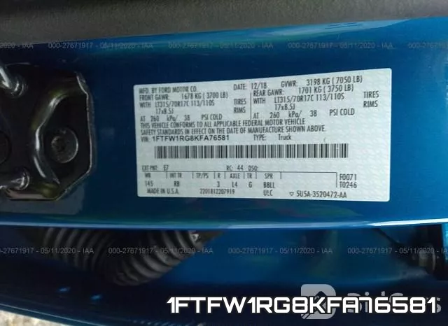 1FTFW1RG8KFA76581 фото 10