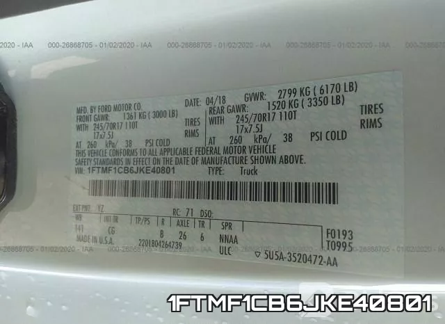 1FTMF1CB6JKE40801 фото 10