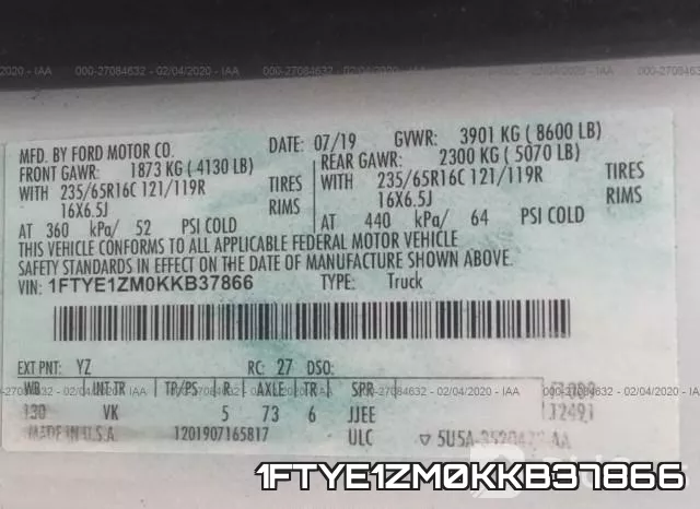 1FTYE1ZM0KKB37866 фото 10