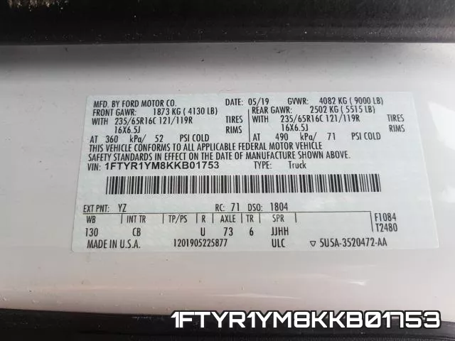 1FTYR1YM8KKB01753 фото 2