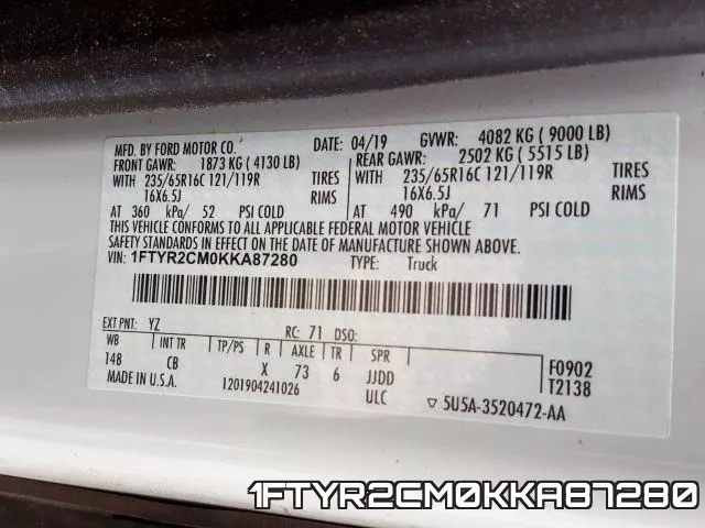 1FTYR2CM0KKA87280 фото 2