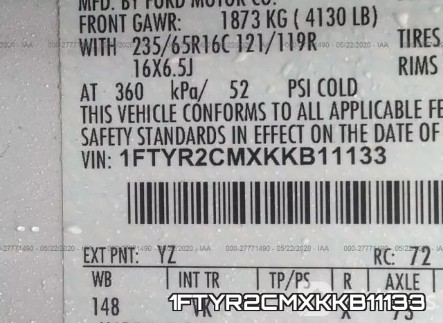 1FTYR2CMXKKB11133 фото 10