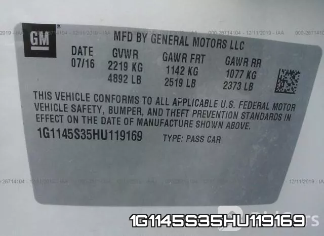 1G1145S35HU119169 фото 10