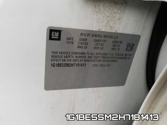 1G1BE5SM2H7181413 фото 2