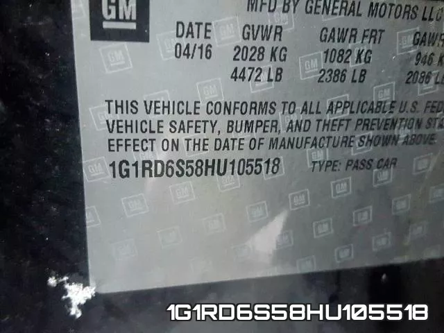 1G1RD6S58HU105518 фото 2