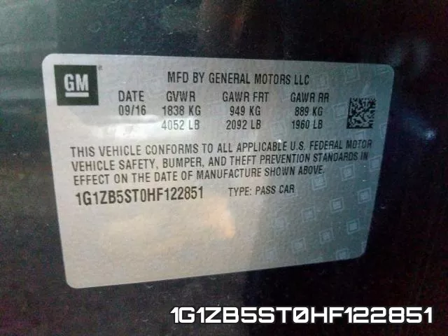 1G1ZB5ST0HF122851 фото 2