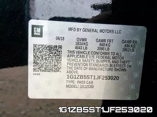 1G1ZB5ST1JF253020 фото 2